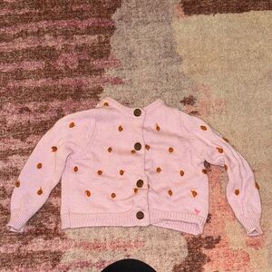 Pink Cardigan with Orange Accents